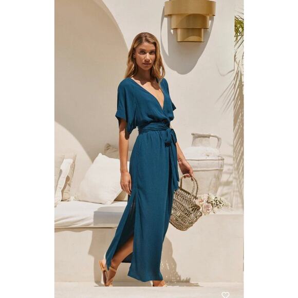 HAZEL & FOLK Sz M/L Teal Melody Maxi Dress NWT - Picture 13 of 13